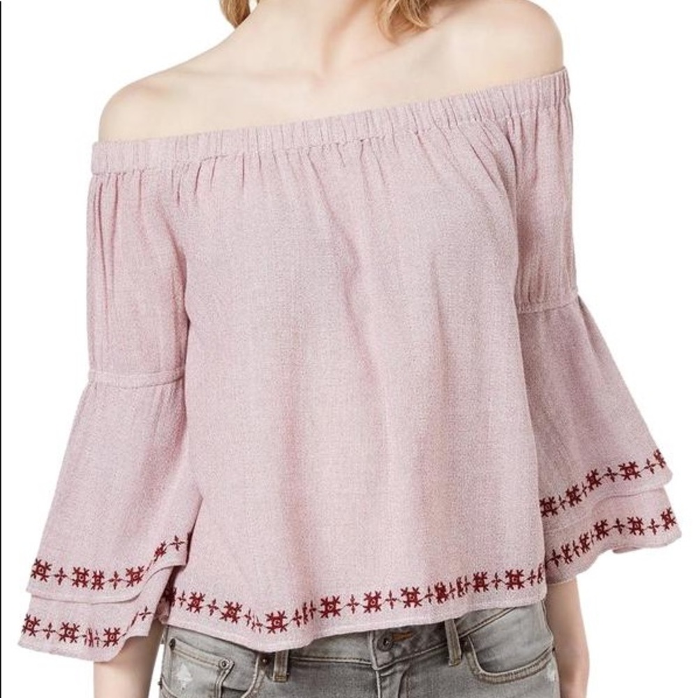 Lucky Brand off the shoulder bell sleeve top